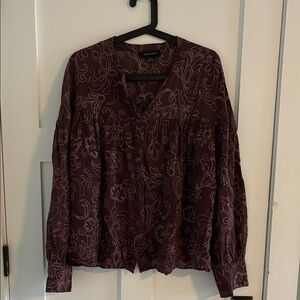 Sanctuary Personal Best Blouse,  Brown Floral Print, Peasant Blouse, XL